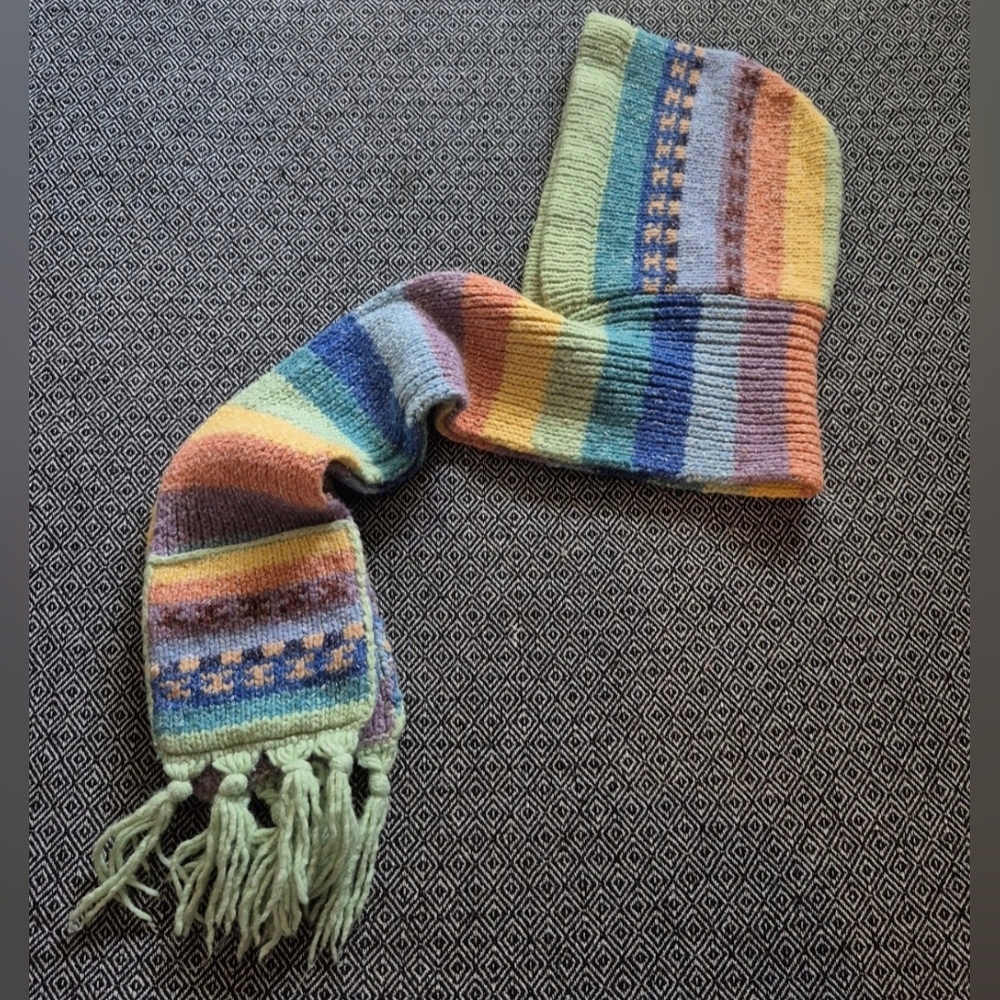 Striped Knit Hat,Scarf And Glove Combo